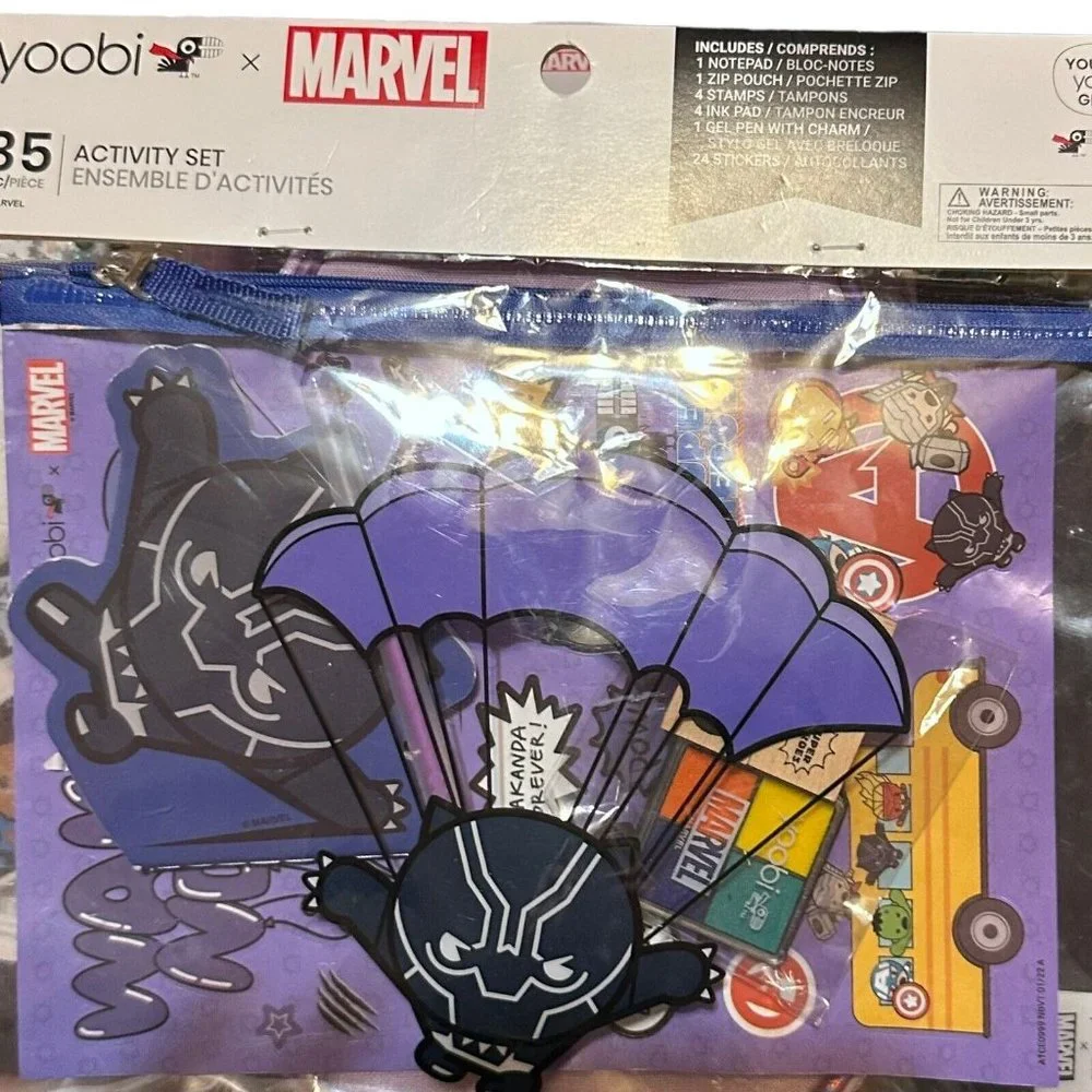 Yoobi Marvel Black Panther Activity Kit Set 35 Pieces Pouch Stamps Sticker Shuri